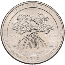 Монета 1/4 доллара (25 центов) 2020 года P США «Национальные парки — №53 Исторический парк и заповедник Бухта Соленой реки» (аверс)