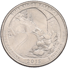 Монета 1/4 доллара (25 центов) 2015 года P США «Национальные парки — №28 Национальная автомагистраль Блу-Ридж» (аверс)