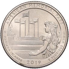 Монета 1/4 доллара (25 центов) 2019 года P США «Национальные парки — №47 Американский Мемориальный Парк» (аверс)