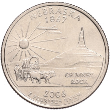 Монета 1/4 доллара (25 центов) 2006 года D США «Штаты и территории — Небраска» (аверс)