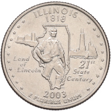 Монета 1/4 доллара (25 центов) 2003 года P США «Штаты и территории — Иллинойс» (аверс)