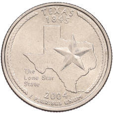 Монета 1/4 доллара (25 центов) 2004 года P США «Штаты и территории — Техас» (аверс)