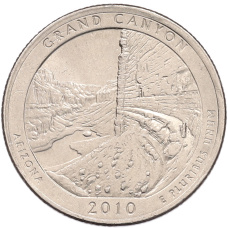 Монета 1/4 доллара (25 центов) 2010 года P США «Национальные парки — №4 Национальный парк Гранд-Каньон» (аверс)