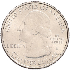 Монета 1/4 доллара (25 центов) 2013 года D США «Национальные парки — №20 Национальный мемориал Маунт-Рашмор» (реверс)