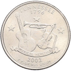 Монета 1/4 доллара (25 центов) 2002 года D США «Штаты и территории — Теннесси» (аверс)