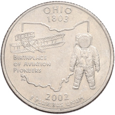 Монета 1/4 доллара (25 центов) 2002 года D США «Штаты и территории — Огайо» (аверс)