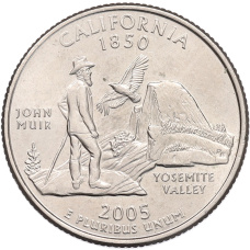 Монета 1/4 доллара (25 центов) 2005 года D США «Штаты и территории — Штат Калифорния» (аверс)