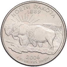 Монета 1/4 доллара (25 центов) 2006 года D США «Штаты и территории — Северная Дакота» (аверс)
