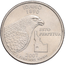Монета 1/4 доллара (25 центов) 2007 года P США «Штаты и территории — Айдахо» (аверс)