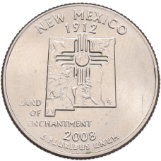 Монета 1/4 доллара (25 центов) 2008 года D США «Штаты и территории — Нью-Мехико» (аверс)