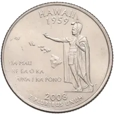 Монета 1/4 доллара (25 центов) 2008 года D США «Штаты и территории — Гавайи» (аверс)