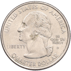 Монета 1/4 доллара (25 центов) 2008 года D США «Штаты и территории — Аляска» (реверс)