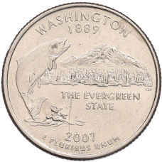 Монета 1/4 доллара (25 центов) 2007 года P США «Штаты и территории — Вашингтон» (аверс)