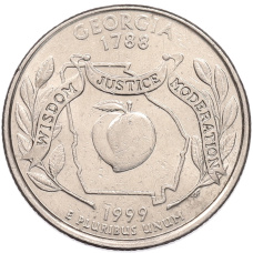 Монета 1/4 доллара (25 центов) 1999 года P США «Штаты и территории — Джорджия» (аверс)