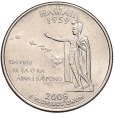 Монета 1/4 доллара (25 центов) 2008 года P США «Штаты и территории — Гавайи» (аверс)