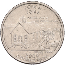 Монета 1/4 доллара (25 центов) 2004 года P США «Штаты и территории — Айова» (аверс)
