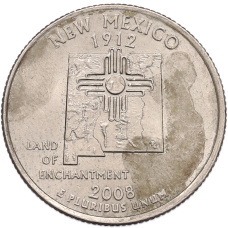 Монета 1/4 доллара (25 центов) 2008 года P США «Штаты и территории — Нью-Мехико» (аверс)