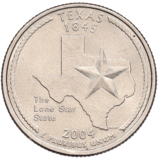 Монета 1/4 доллара (25 центов) 2004 года P США «Штаты и территории — Техас» (аверс)