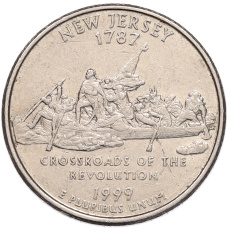 Монета 1/4 доллара (25 центов) 1999 года D США «Штаты и территории — Нью-Джерси» (аверс)