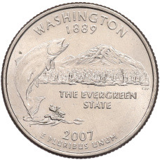 Монета 1/4 доллара (25 центов) 2007 года P США «Штаты и территории — Вашингтон» (аверс)