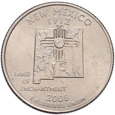 Монета 1/4 доллара (25 центов) 2008 года P США «Штаты и территории — Нью-Мехико» (аверс)