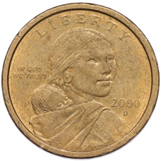 Монета 1 доллар 2000 года D США Сакагавея «Парящий орел» (аверс)