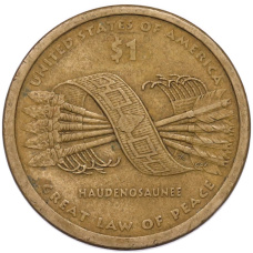 Монета 1 доллар 2010 года (P) США «Коренные американцы (Сакагавея) — Великий закон о мире (Стрелы)» (аверс)