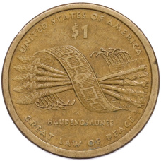 Монета 1 доллар 2010 года (P) США «Коренные американцы (Сакагавея) — Великий закон о мире (Стрелы)» (аверс)