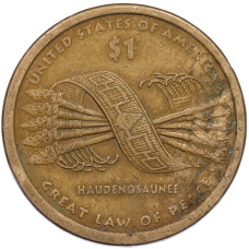 Монета 1 доллар 2010 года (P) США «Коренные американцы (Сакагавея) — Великий закон о мире (Стрелы)» (аверс)