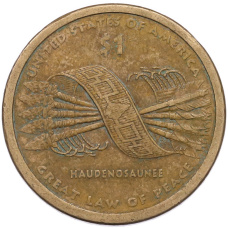 Монета 1 доллар 2010 года (P) США «Коренные американцы (Сакагавея) — Великий закон о мире (Стрелы)» (аверс)