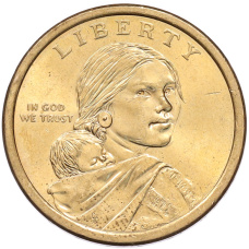 Монета 1 доллар 2009 года (D) США «Коренные американцы (Сакагавея) — Коренная американка сажает кукурузу» (реверс)