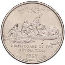 Монета 1/4 доллара (25 центов) 1999 года P США «Штаты и территории — Нью-Джерси» (аверс)