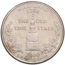 Монета 1/4 доллара (25 центов) 2000 года P США «Штаты и территории — Мэриленд» (аверс)