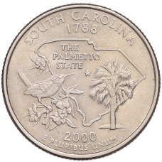 Монета 1/4 доллара (25 центов) 2000 года P США «Штаты и территории — Штат Южная Каролина» (аверс)
