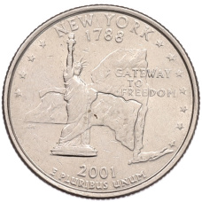 Монета 1/4 доллара (25 центов) 2001 года P США «Штаты и территории — Нью-Йорк» (аверс)