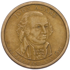 Монета 1 доллар 2007 года (D) США «2-й президент США Джон Адамс» (аверс)