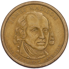 Монета 1 доллар 2007 года (Р) США «4-й президент США Джеймс Мэдисон» (аверс)