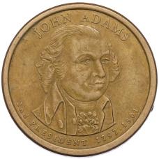 Монета 1 доллар 2007 года (P) США «2-й президент США Джон Адамс» (аверс)
