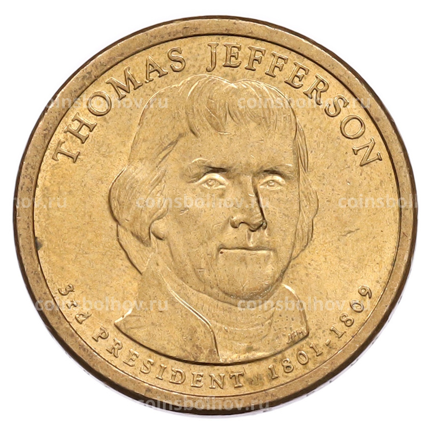 Монета 1 доллар 2007 года (P) США «3-й президент США Томас Джефферсон»