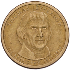 Монета 1 доллар 2007 года (P) США «3-й президент США Томас Джефферсон» (аверс)