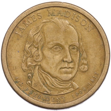Монета 1 доллар 2007 года (D) США «4-й президент США Джеймс Мэдисон» (аверс)