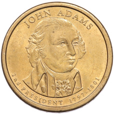 Монета 1 доллар 2007 года (D) США «2-й президент США Джон Адамс» (аверс)