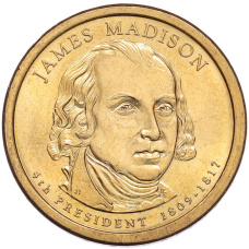 Монета 1 доллар 2007 года (P) США «4-й президент США Джеймс Мэдисон» (аверс)
