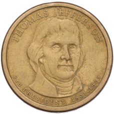 Монета 1 доллар 2007 года (P) США «3-й президент США Томас Джефферсон» (аверс)