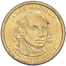 Монета 1 доллар 2007 года (Р) США «4-й президент США Джеймс Мэдисон» (аверс)