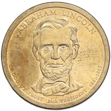 Монета 1 доллар 2010 года (P) США «16-й президент США Авраам Линкольн» (аверс)