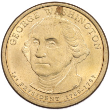 Монета 1 доллар 2007 года (P) США «1-й президент США Джордж Вашингтон» (аверс)
