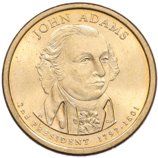Монета 1 доллар 2007 года (P) США «2-й президент США Джон Адамс» (аверс)