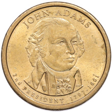 Монета 1 доллар 2007 года (D) США «2-й президент США Джон Адамс» (аверс)