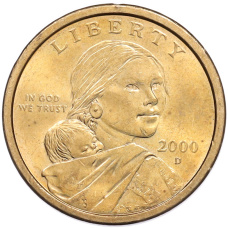 Монета 1 доллар 2000 года D США Сакагавея «Парящий орел» (аверс)